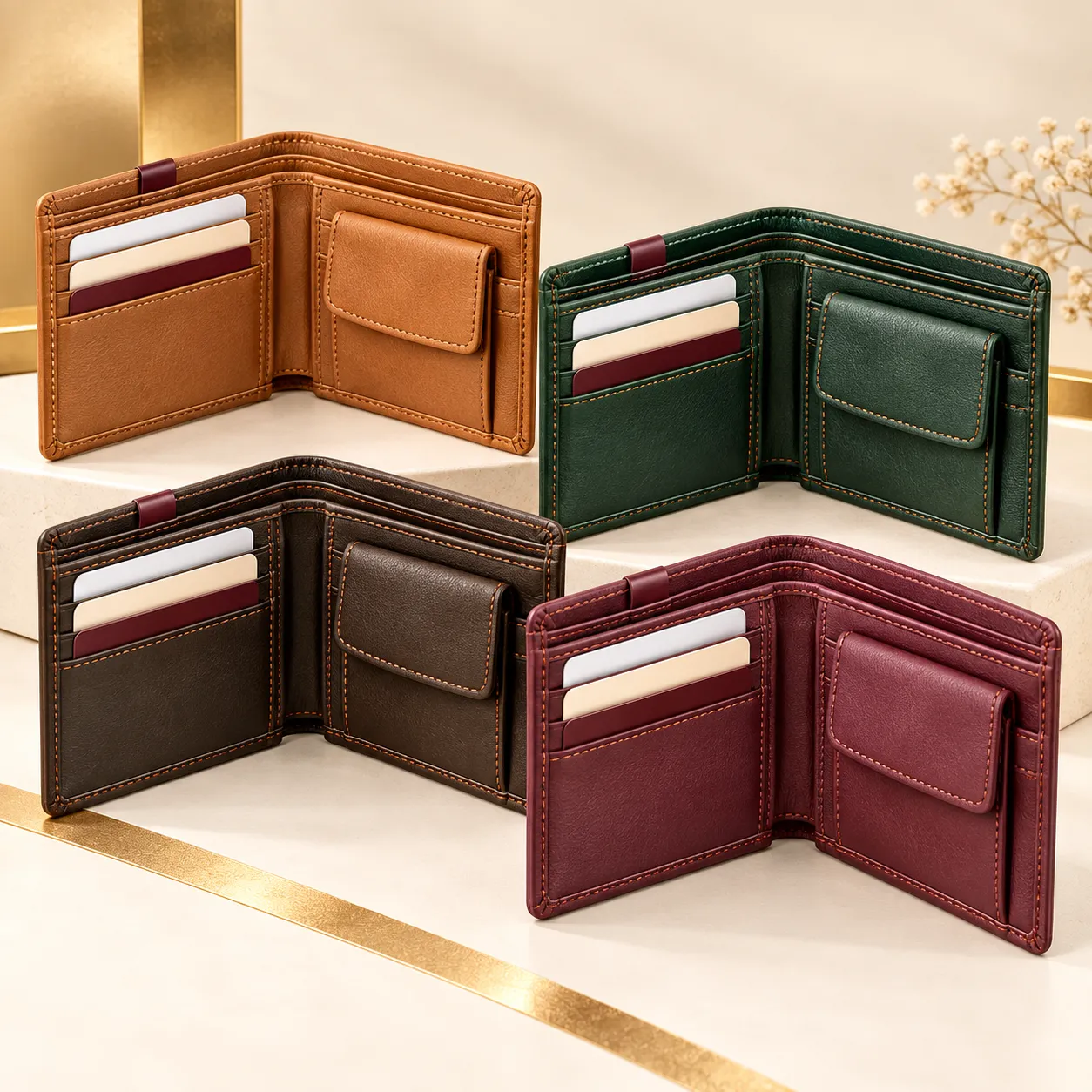 Charlie Classic Contrast-Stitched Bi-Fold Wallet - view 4